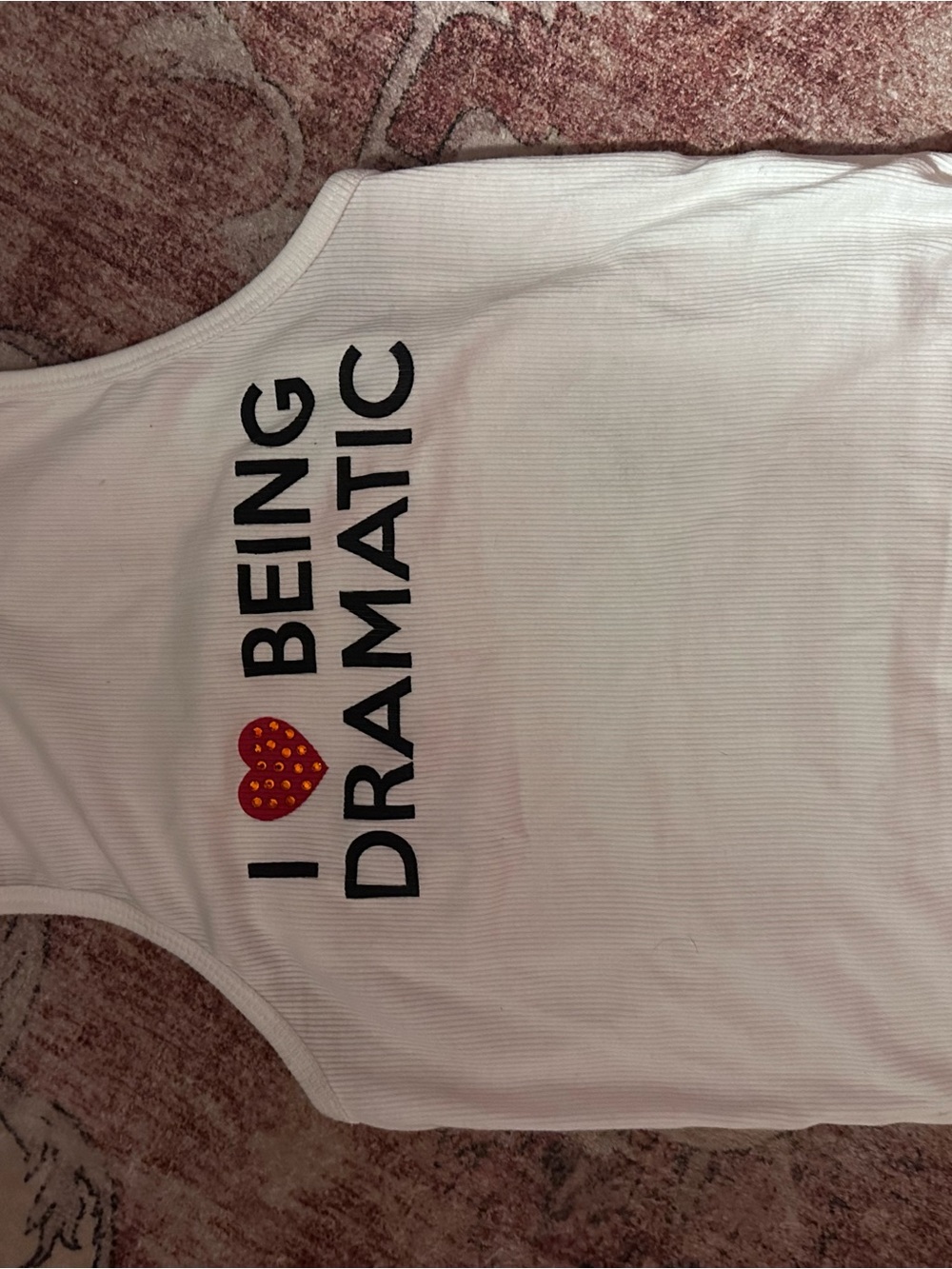 Women’s White Ribbed Tank Top - 'I ❤️ Being Dramatic'